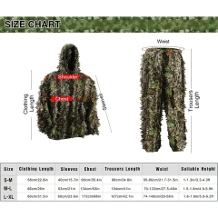 Outdoor Soft and Minimalist Camo Ghillie Suits 3D Leafy Hooded Hunting Simple and Minimalist Camouflage Ghillie Suits Lightweight Practical 3D Leafy Camo Suits with Storage Bag Ghillie Suits for Men Leaf Camouflage Training Hunting Ghillie Suit