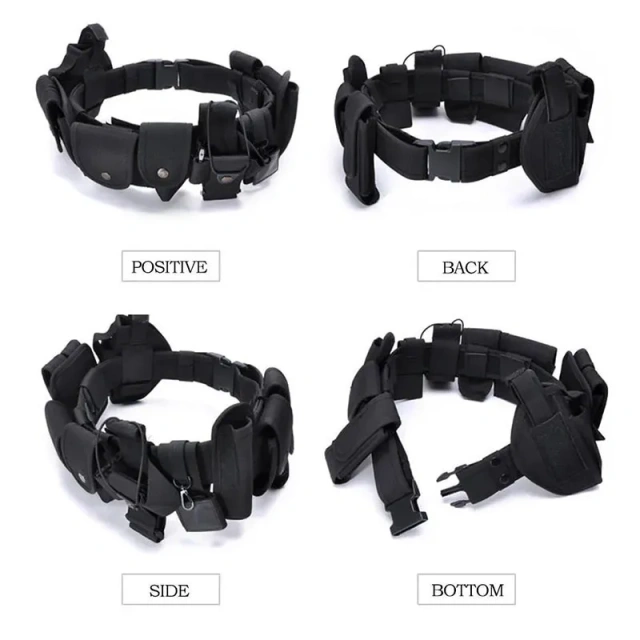 Lightweight Tactical Flashlight Pouch Sets Multifunctional Utility Kit Belt Duty Belt Security Duty Belts With Tool Pouches  Men multifunctional Hiking Rigger Nylon Web Work Belt with Heavy Duty Quick Release Buckle Tactical Belts