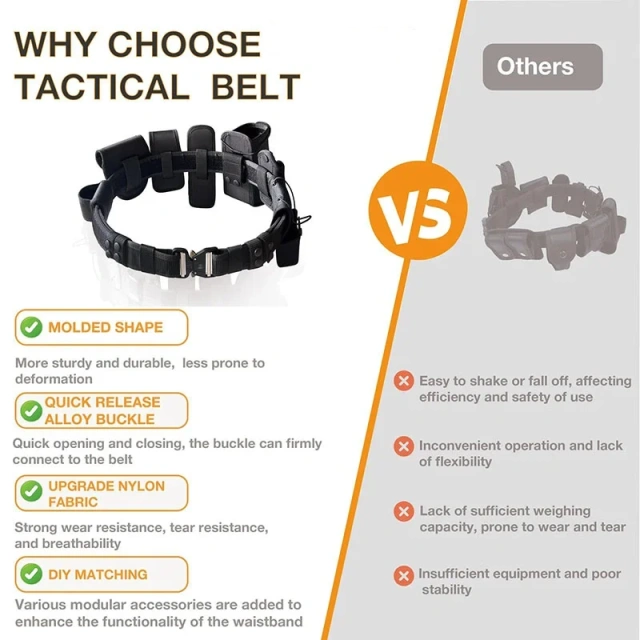 High Quality Premium Adjustable Tactical Duty Belt Set High Density Material Nylon Adjustable Quick-Release Tactical Belt   Wear-resistant Sports Reversible Training durable outdoors Ratchet Belt Nylon Web Golf Tactical Belt