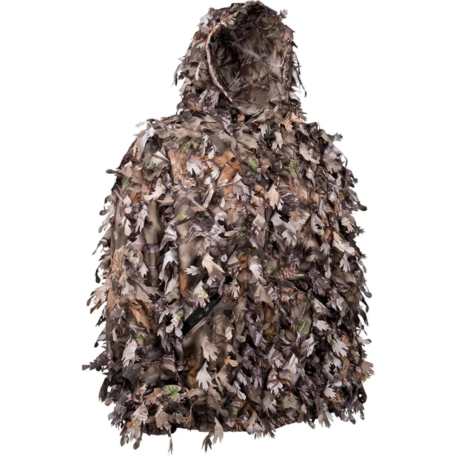 Jungle Hunting Camo Ghillie Suit 3D Leaf with Zippers and Pockets Lightweight Breathable Outdoor Hunting Camouflage Clothing Outdoor Adventure Clothing Ghillie Suit for Men Hunting 3D Leaf Gillie Suit Camo Hunting Gillies Camo Hunting Suits
