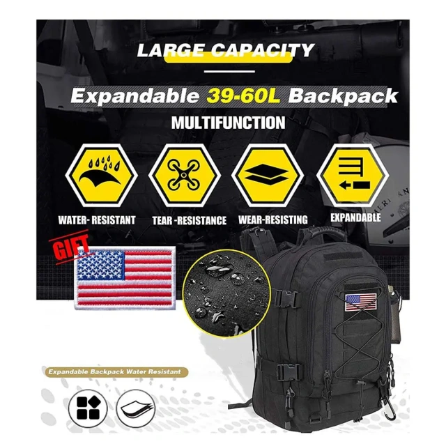 Men's Backpack High Capacity Training Backpack Walking Expandable Backpack Large Military Training Bag Detachable Backpack Sports Equipment Travel Luggage Bag