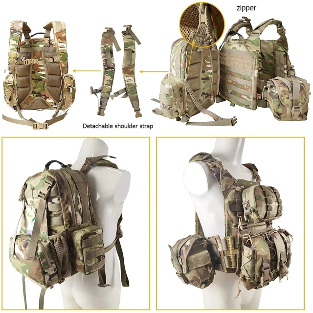 Modular Adjustable Vest System Compatible with Sports Outdoors Lightweight Camouflage Security Quick Release Vest  Adjustable high-quality Men Workout Vest for Training Women's Weighted Vest   Durable Training outdoors Breathable Paintball Waterproof mul
