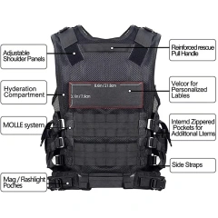 Men High-quality Durable Training Outdoors Breathable Vest Stab-proof Sports Security Wear-resistant Vest  Adjustable Training Wear-resistant  Breathable Paintball Training Vest   Hot selling Training Weighted Vest stab-proof sports equipment secu