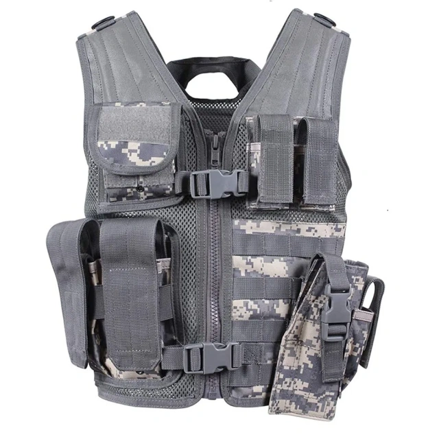 Customized Hiking Training Vest Lightweight Tactical Vest for Outdoor Adjustable Assault Multifunctional Training Vest  outdoors Breathable Paintball Training Vest Wear-resistant Triple Pouch lightweight Vest