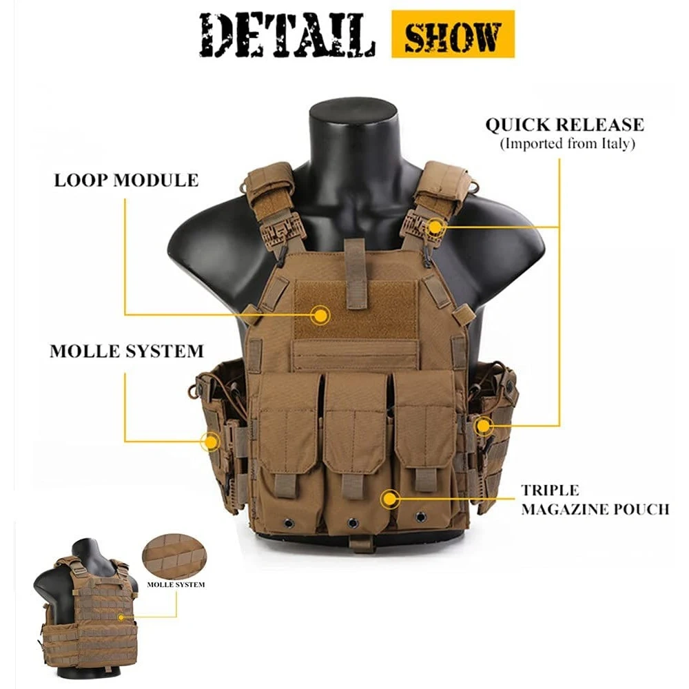 Wholesale Tactical Vest for Training High Quality Tactical Hunting Vest Breathable Outdoors Game Tactical Hunting Vest  high-quality Durable Waterproof outdoors Wear-resistant Quick Release Training Outdoor Vest