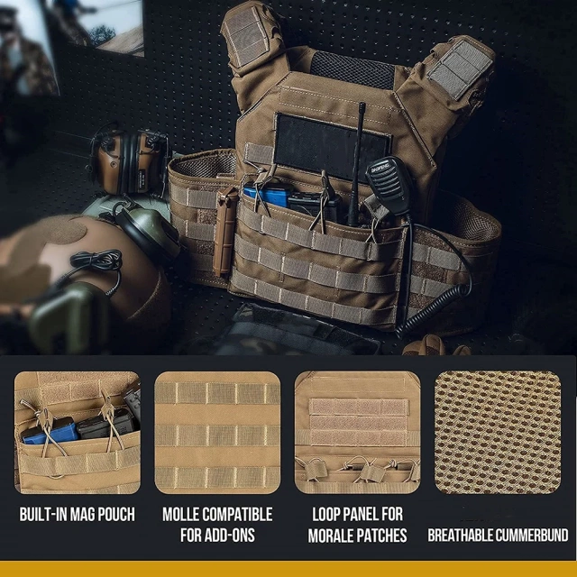 Hot Selling Multifunctional Tactical Training Vest Wear-Resistant Tactical Vest for Hunting High Quality Tactical Vest   Weighted Training Vest Adjustable Workout Equipment Home Gym and Cross Training Vest