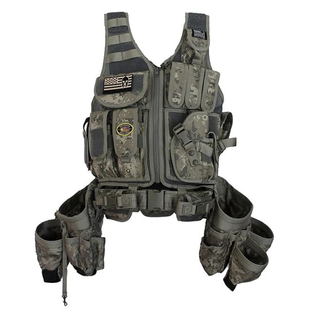 Customized Adjustable Training Vest for Hunting Breathable Training Vest High Quality Outdoors Training Vest  Kids Training Vest Adjustable Nylon Children Outdoor Game Vest with Multiple Pouches for Playing Game