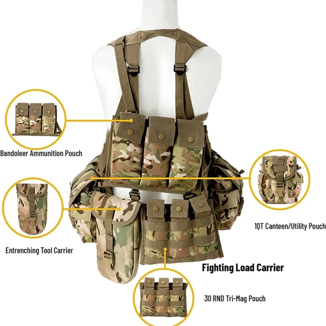 Customized Camo Tactical Gear Vest High Quality Hunting Training Vest Wear-Resistant Adults Tactical Vest for Assault  Training Vest Adjustable Quick Release Modular Splash-Proof Training Vest for Breathable Paintball Outdoor Training