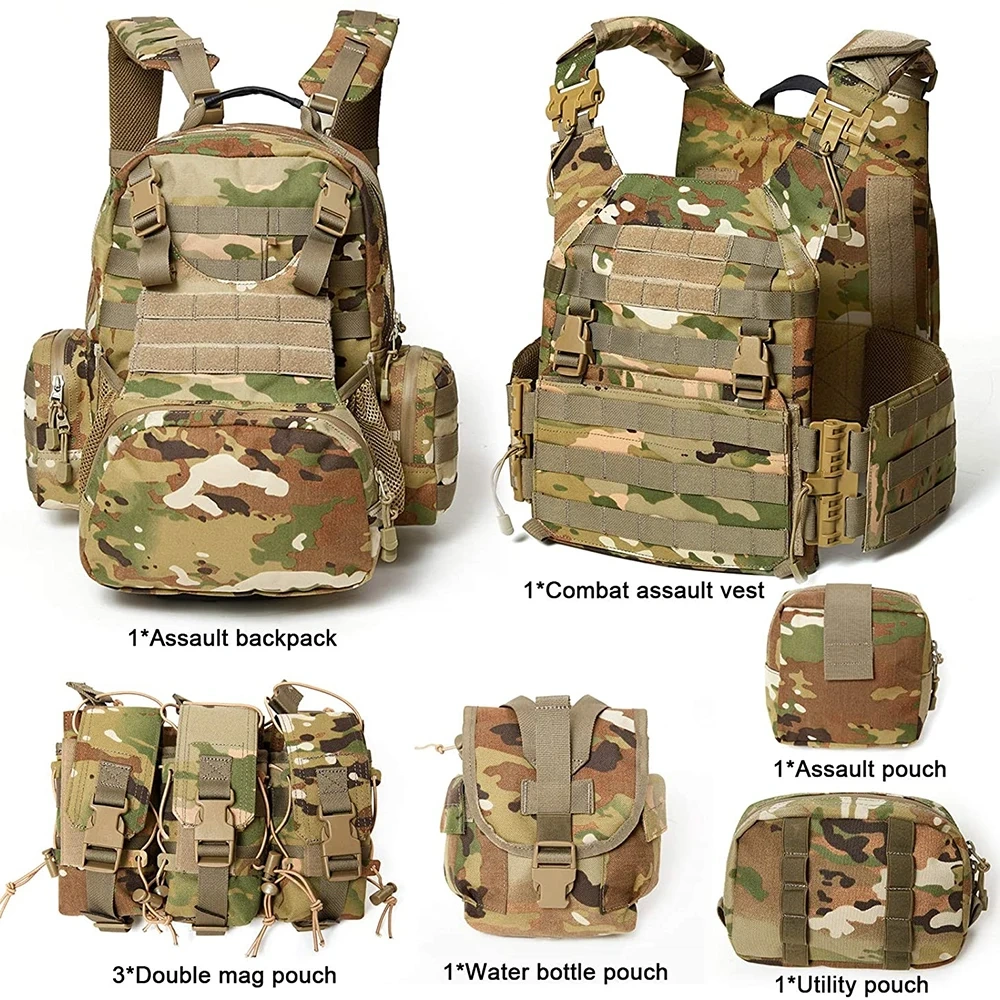 High Quality Men's Compatible Assault Tactical Vest Outdoors Tactical Vest Lightweight Camouflage Tactical Vest for Hunting  Wear-resistant Training Vest Hot selling Fully Adjustable Training Weight outdoors vest
