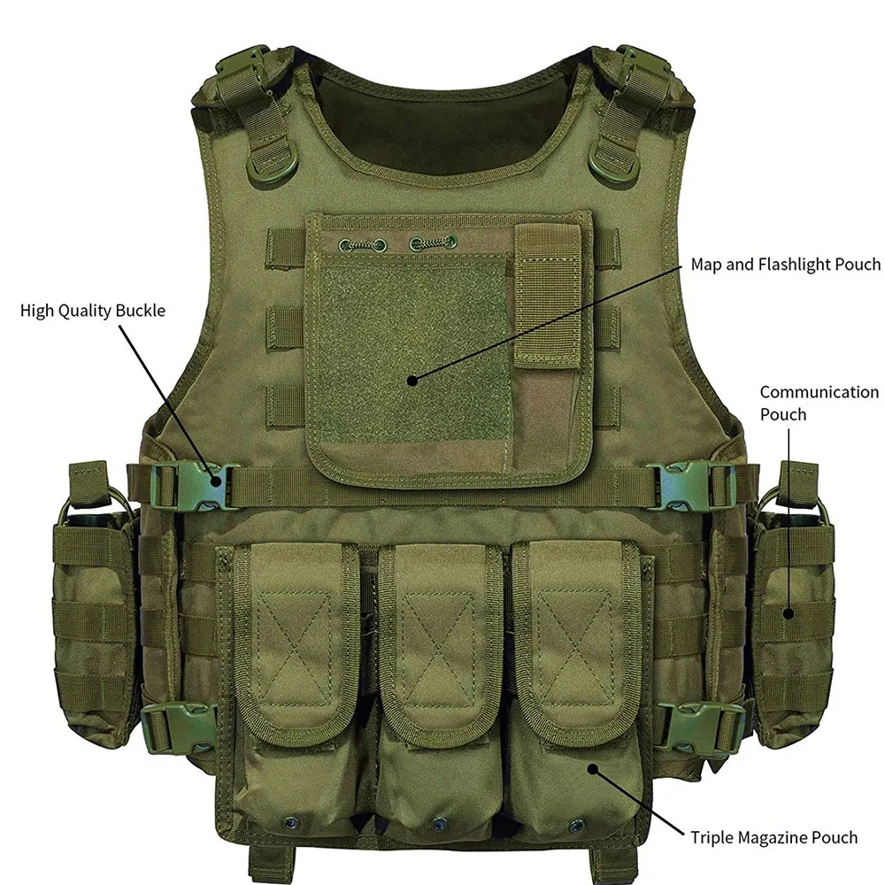 Top Selling Waterproof Training Hunting Vest Outdoors Tactical Hunting Vest Breathable Tactical Vest for Assault  Training Breathable Protective Vest Outdoor Lightweight Assault Adjustable Low Enforcement Vest