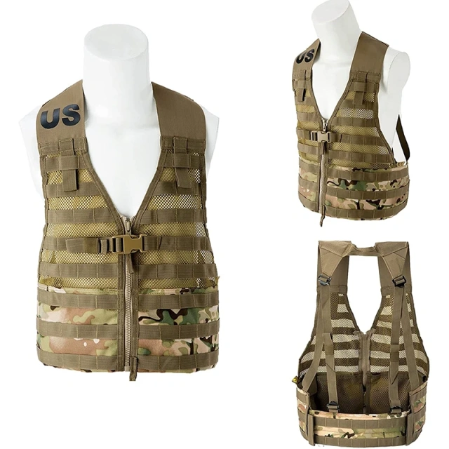 Customized Camo Tactical Gear Vest High Quality Hunting Training Vest Wear-Resistant Adults Tactical Vest for Assault  Training Vest Adjustable Quick Release Modular Splash-Proof Training Vest for Breathable Paintball Outdoor Training