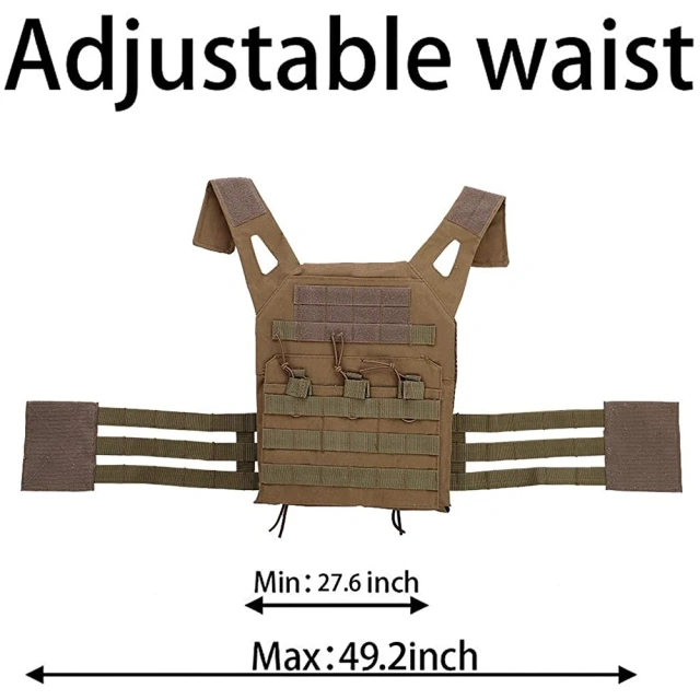 High Quality Nylon Training Vest Adjustable Tactical Vest for Unisex Adults Breathable Assault Training Vest  Wear-resistant outdoors Breathable Paintball Vest with Waist Belt Outdoor Training vest