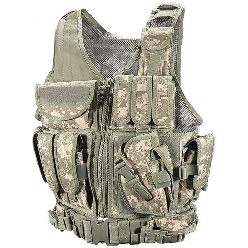 Breathable Tactical Training Vest Adjustable Adults Training Vest Good Quality Ultra-Light Hunting Training Vest for Outdoor  outdoors Breathable Training Vest and Quick Release Adapters for Training Vest Chest Rig Cummerbund Quick Disconnect