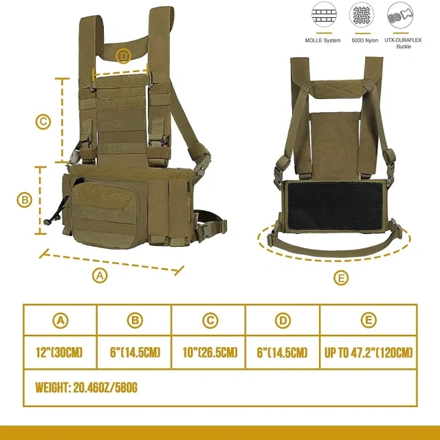Training Vest and Chest Rig Training Chest Rig for Paintball Training Hiking Customized Outdoor Sports Gear Tactical Molle Vest Pouch Bag Carrier Heavy Duty Camouflage Tactical Chest Rig
