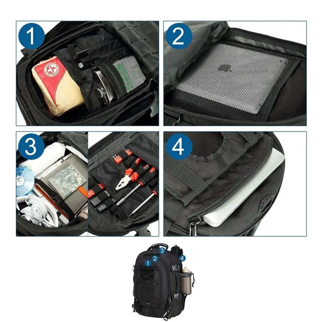 Men's Backpack High Capacity Training Backpack Walking Expandable Backpack Large Military Training Bag Detachable Backpack Sports Equipment Travel Luggage Bag