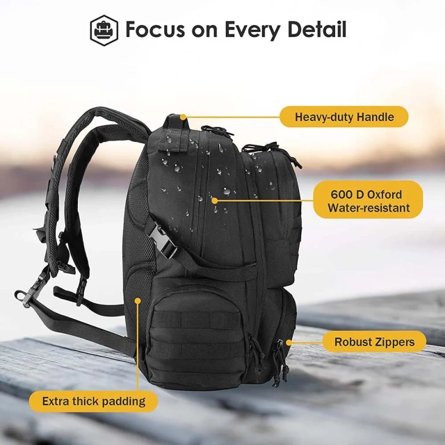 Practical Assault Pack Training Backpack Hiking BackpackLarge Capacity Military Backpack Heavy Duty Rucksack Military Training Bag Rucksack  Outdoor Sling Range Backpack Outdoor Travel Sling Bag Shoulder Sling Pack for Trekking Camping
