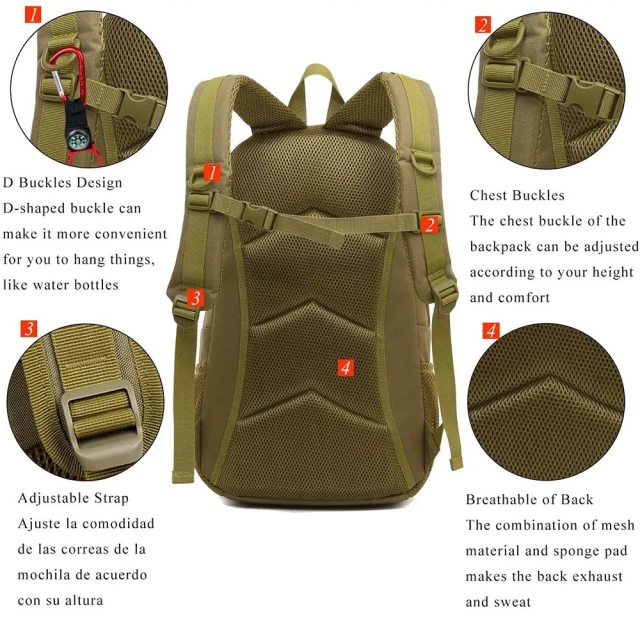 Practical Assault Backpack Assault Kit Hunting Hiking Camping Backpack  Camo Tactical Hunting Day pack Large Capacity Military Backpack Outdoor Military Training Backpack