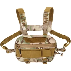 Sports Tactical Chest Rig Bag Utility Tactical Chest Pack Rig with Pouch Outdoor Breathable Chest Tactical Vest for Sports  Tactical Chest Rig Adjustable Detachable Molle Chest Rigs with Mag Pouch Camouflage Tactical Vest Chest Rig