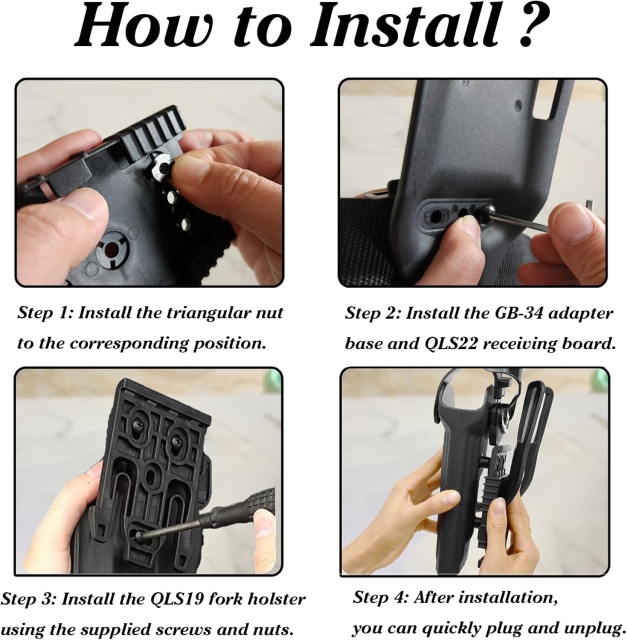 Factory Wholesale Hot-Selling Tactical Kydex Holster Platform Adapter Mid-Low Belt Loop Waist Paddl Long Holster Descender Adapter Paddle Suitable for Multiple Scenarios Daily Portable Eco-Friendly