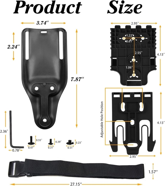 Factory Wholesale Hot-Selling Tactical Kydex Holster Platform Adapter Mid-Low Belt Loop Waist Paddl Long Holster Descender Adapter Paddle Suitable for Multiple Scenarios Daily Portable Eco-Friendly