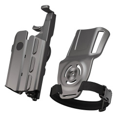 Kydex holster elastic webbing and low-profile carry design enhance it practicality adaptability for various tactical needs It can resist chemicals and moisture while also being comfortable and durable