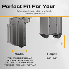 Kydex holster elastic webbing and low-profile carry design enhance it practicality adaptability for various tactical needs It can resist chemicals and moisture while also being comfortable and durable