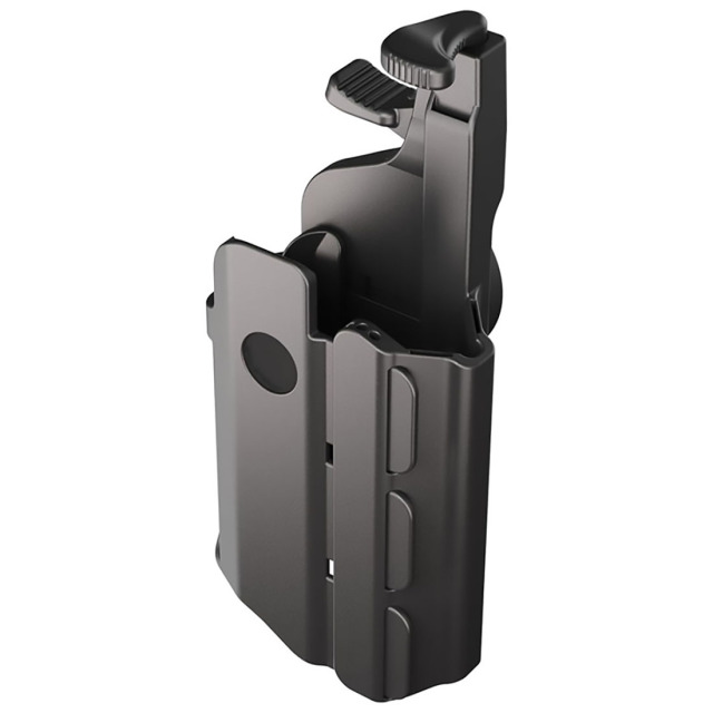 Kydex holster elastic webbing and low-profile carry design enhance it practicality adaptability for various tactical needs It can resist chemicals and moisture while also being comfortable and durable