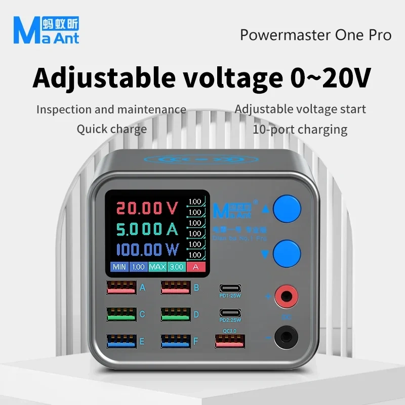 MaAnt DianBa 1 Pro Wireless Smart Charge QC 3.0 8 USB Port Wireless Charging Dock LCD Display For Mobile Phone Charging Repair