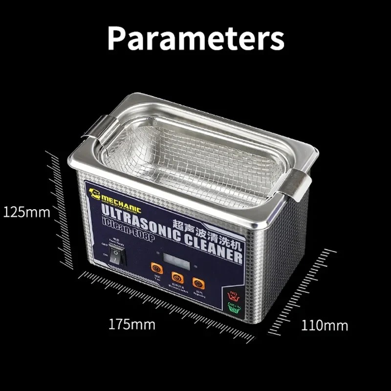 MECHANIC iClean-E08P Ultrasonic Cleaner 50W High Frequency Multifunctional Cleaning IC 800ML Ultrasonic Cleaning Cleaning Bath