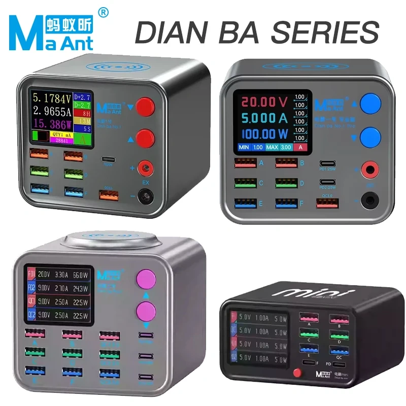 MaAnt DianBa 1 Pro Wireless Smart Charge QC 3.0 8 USB Port Wireless Charging Dock LCD Display For Mobile Phone Charging Repair