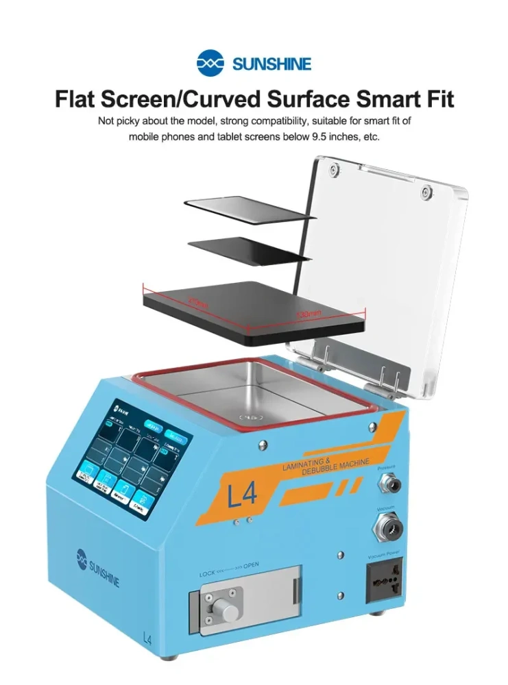 SUNSHINE L4 Intelligent Laminating & De-bubble Machine for 9.5in Flat/Curved LCD Phones Tablet Screens Professional Repair Tools