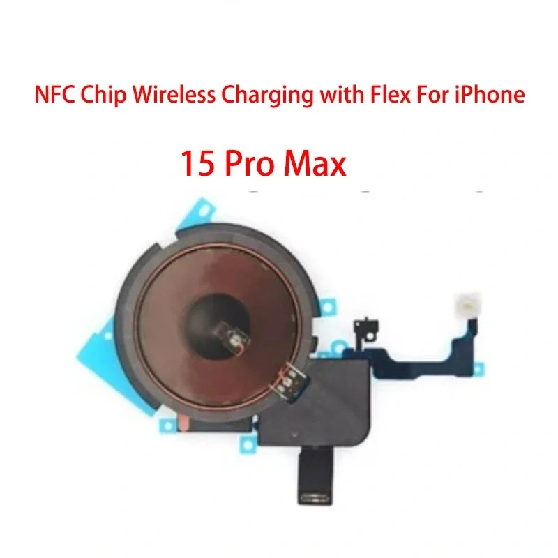 10PCS NFC Wireless Charging Coil Sticker With Volume Power Flex Cable Replacement part For iPhone 15 Plus Pro Max