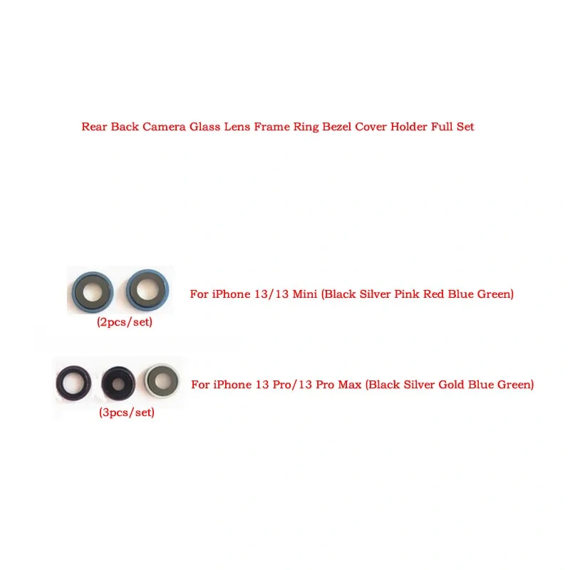 Rear Back Camera Glass Lens Frame Ring Bezel Cover Holder Full Set For iPhone 13/13 Mini/13 Pro/13 Pro Max Replacement Parts