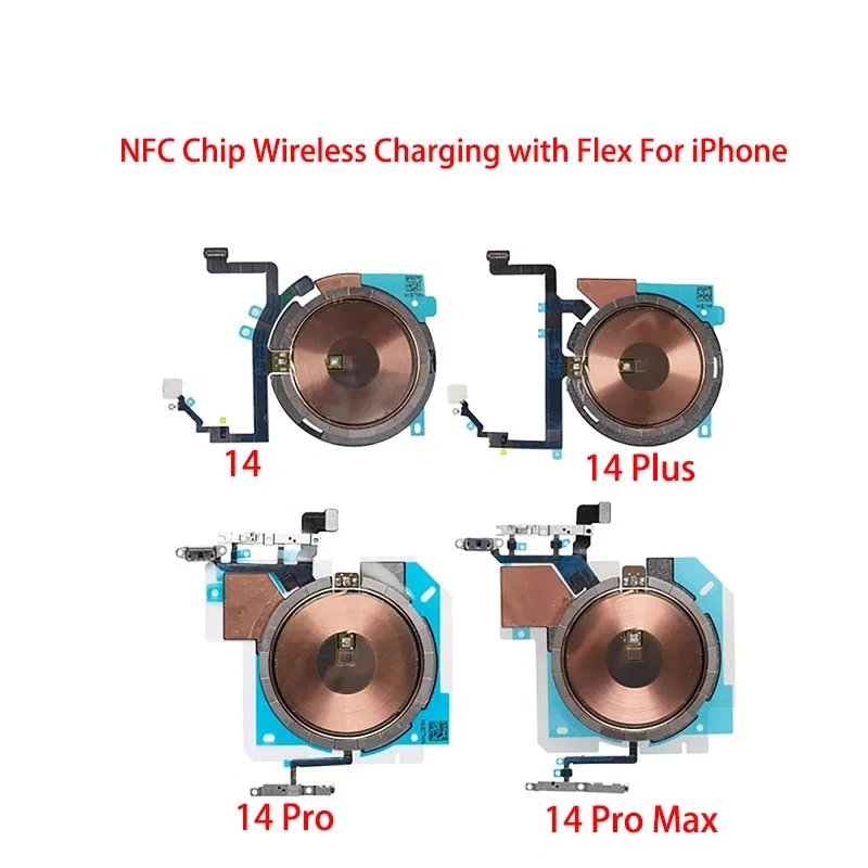 10PCS NFC Wireless Charging Coil Sticker With Volume Power Flex Cable Replacement part For iPhone 14 Plus Pro Max