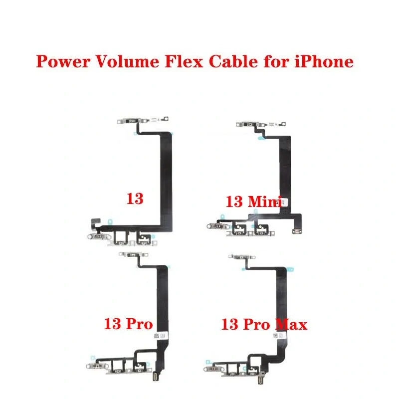 Power Volume Switch On Off Flex Cable with Metal Bracket Assembly For iPhone 13 Mini Pro Max