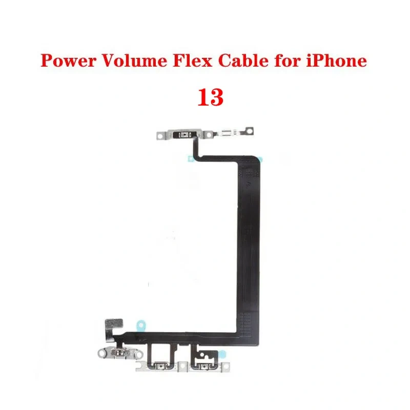 10PCS On Off Power Flex Cable with Metal For iPhone 13 Pro Max Mini Volume Switch Button Key Parts