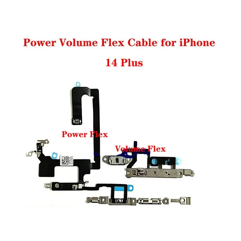 On Off Power Flex Cable with Metal For iPhone 14 Plus Pro Max Volume Switch Button Key Parts
