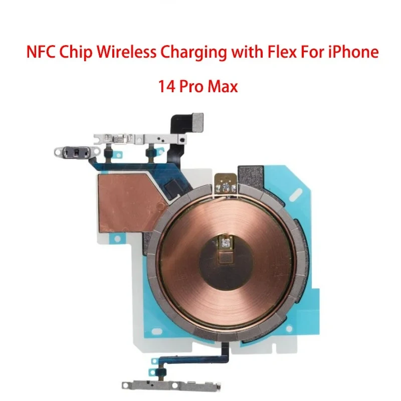 10PCS NFC Wireless Charging Coil Sticker With Volume Power Flex Cable Replacement part For iPhone 14 Plus Pro Max