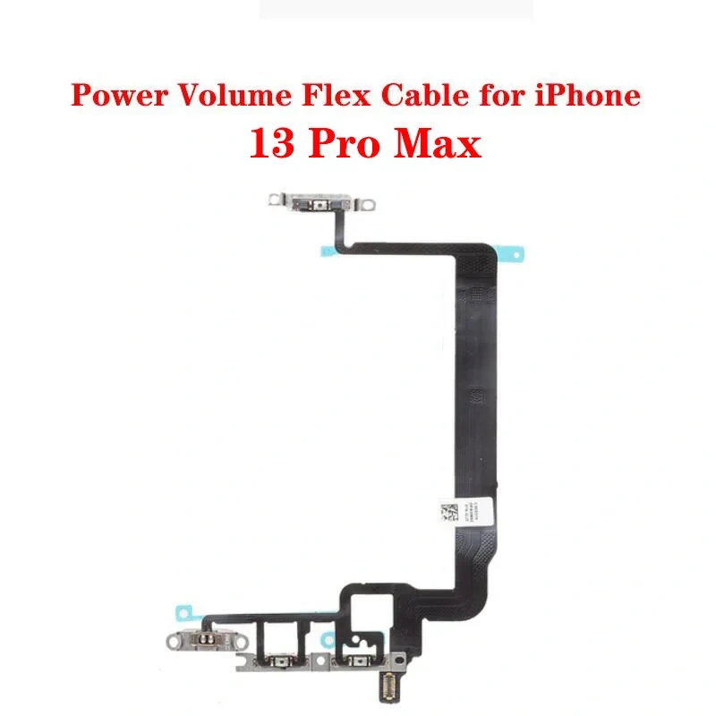 10PCS On Off Power Flex Cable with Metal For iPhone 13 Pro Max Mini Volume Switch Button Key Parts