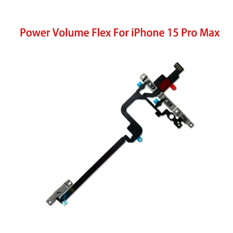 On Off Power Flex Cable with Metal For iPhone 15 Plus Pro Max Volume Switch Button Key Parts