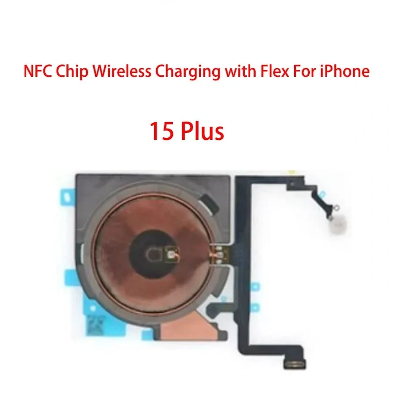 10PCS NFC Wireless Charging Coil Sticker With Volume Power Flex Cable Replacement part For iPhone 15 Plus Pro Max