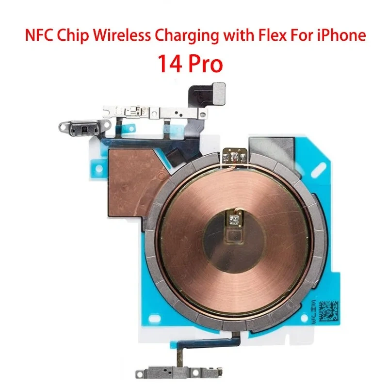 10PCS NFC Wireless Charging Coil Sticker With Volume Power Flex Cable Replacement part For iPhone 14 Plus Pro Max