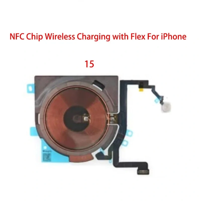 10PCS NFC Wireless Charging Coil Sticker With Volume Power Flex Cable Replacement part For iPhone 15 Plus Pro Max