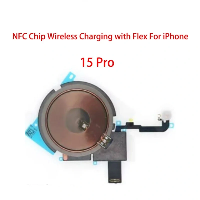 10PCS NFC Wireless Charging Coil Sticker With Volume Power Flex Cable Replacement part For iPhone 15 Plus Pro Max