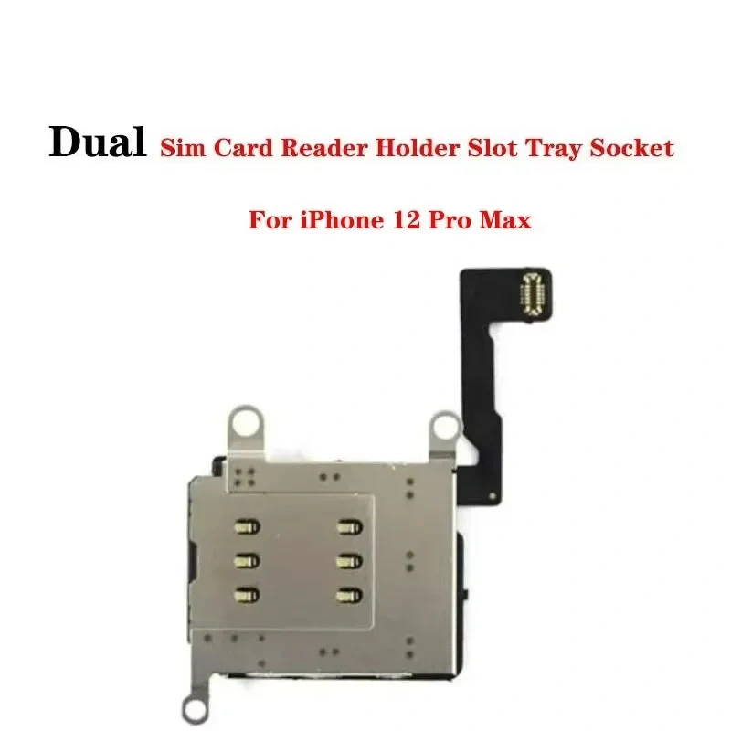 Dual Sim Card Reader Flex Cable For iPhone 12 Pro Max Mini Tray Slot Holder Adapter Replacement