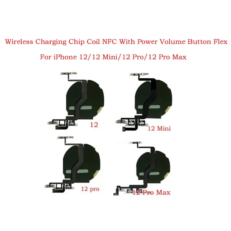 Brand Wireless Charging Chip Coil NFC With Power Volume Button Flex For iPhone 12 mini Pro Max Charger Panel Sticker Flex