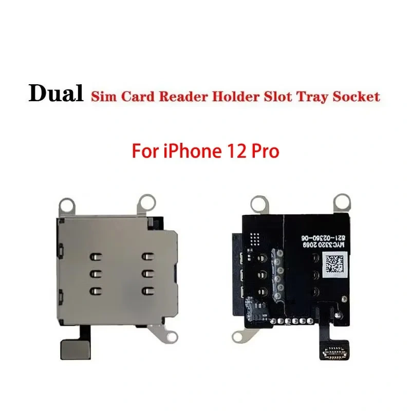 Dual Sim Card Reader Flex Cable For iPhone 12 Pro Max Mini Tray Slot Holder Adapter Replacement