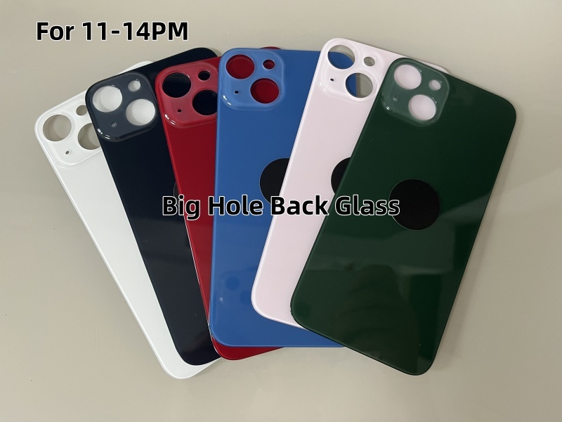 Big Wide Hole  Back Glass For iPhone 11 12 13 14 Pro Max Back cover Rear Door Housing Replacement Parts Back cover Glass