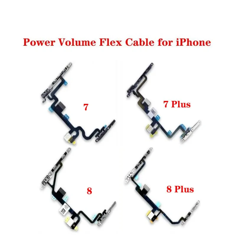 Power Switch On Off Volume Mute Button Flex Cable with Metal Bracket Assembly For iPhone 7 8 Plus