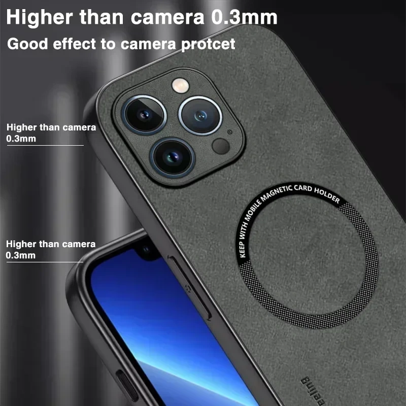 Luxury Leather Magnetic Phone Case For iPhone 16 17 Air 15 14 Plus 12 13 11 Pro Max Magsafe Wireless Charge Shockproof Cover